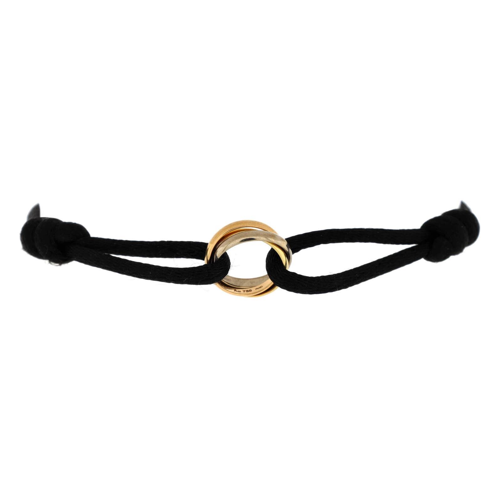 image of Cartier Trinity On Cord Bracelet Silk Cord With 18K Tricolor Gold, Women's