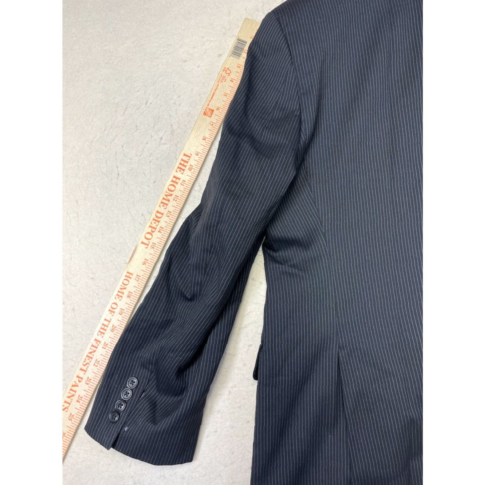 Calvin Klein Calvin Klein Sport Coat Blazer Jacket Notch Lapel Wool 43R Gray Stripe Two-Button Double-Vented Regular Mens Size 46R - 3 Thumbnail