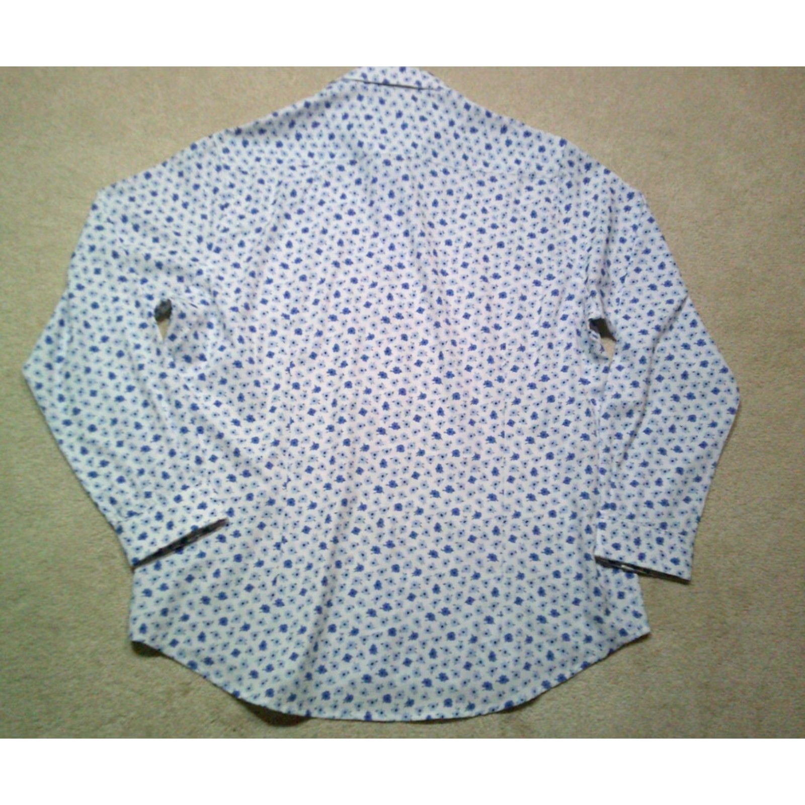 Vintage C-Lab NYC 4 Way Stretch Button Up Shirt Mens XL White Blue Floral Size US XL / EU 56 / 4 - 2 Thumbnail