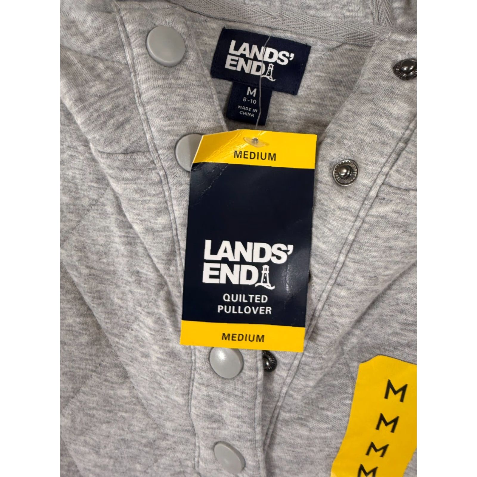 Lands' End Lands' End Quilted Pullover Hooded Sweatshirt Womens M(8-10) Grey Snap Front NWT Size M / US 6-8 / IT 42-44 - 5 Thumbnail
