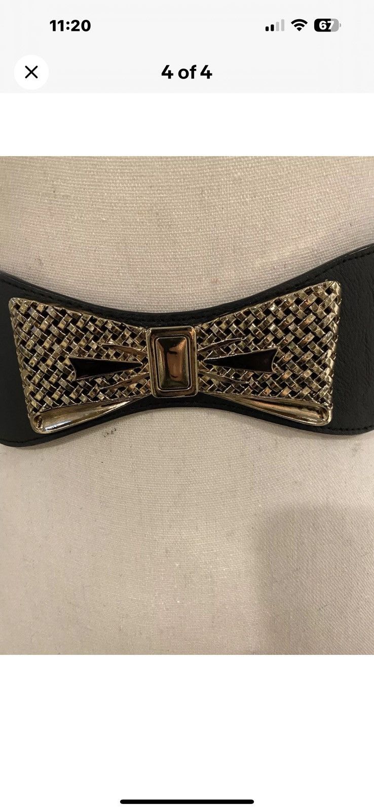 Other Super Trendy Black Elastic Belt w/Silver Bow 3" X 27" Size ONE SIZE - 3 Thumbnail
