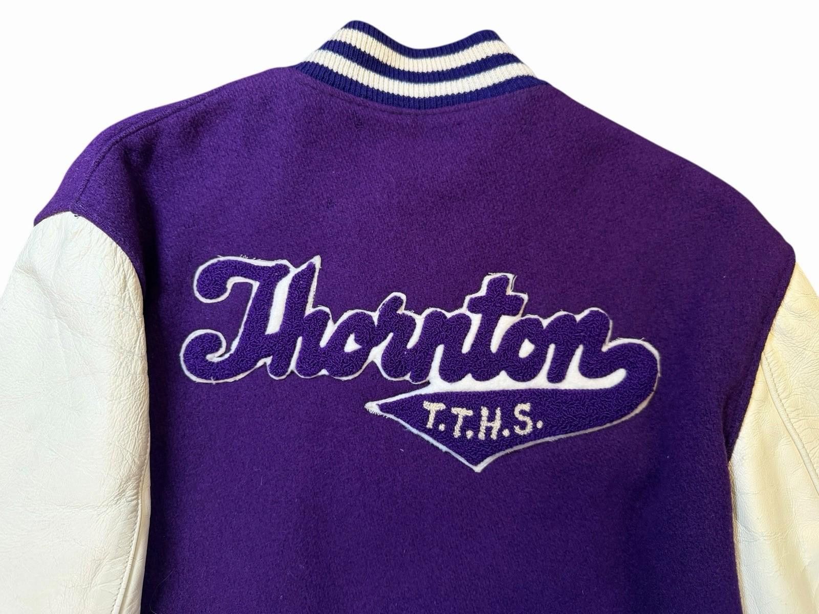 Vintage 1970’s Varsity University Jacket Purple Wool Leather L Size US L / EU 52-54 / 3 - 5 Thumbnail