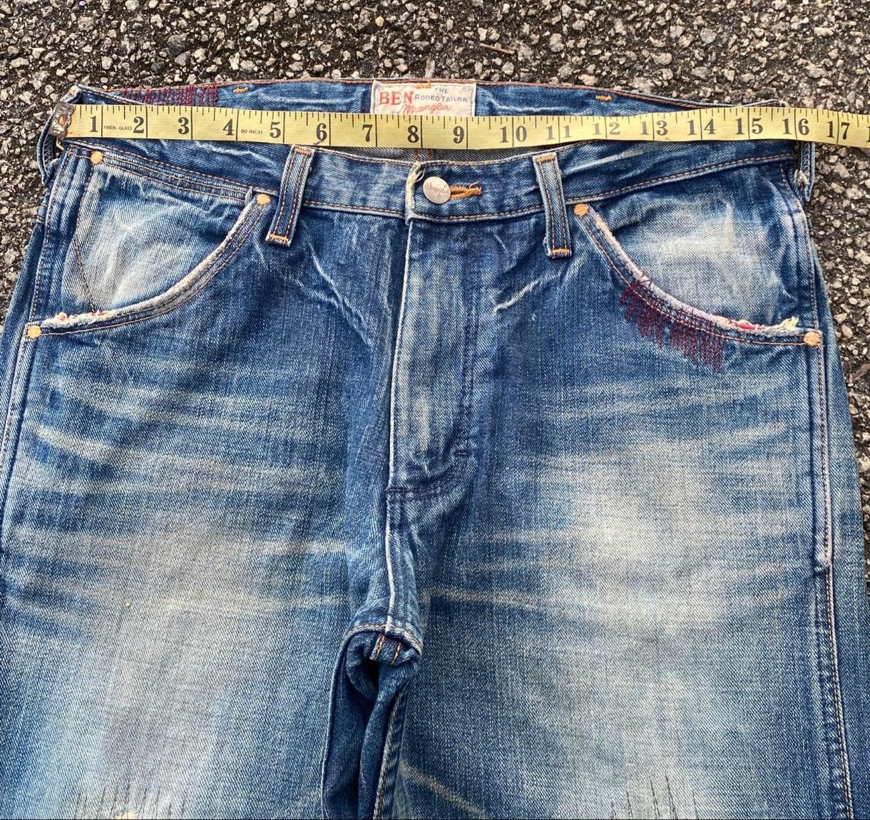 Wrangler Vintage 80s Wrangler Blue Bell Distressed Denim Size US 32 / EU 48 - 8 Thumbnail