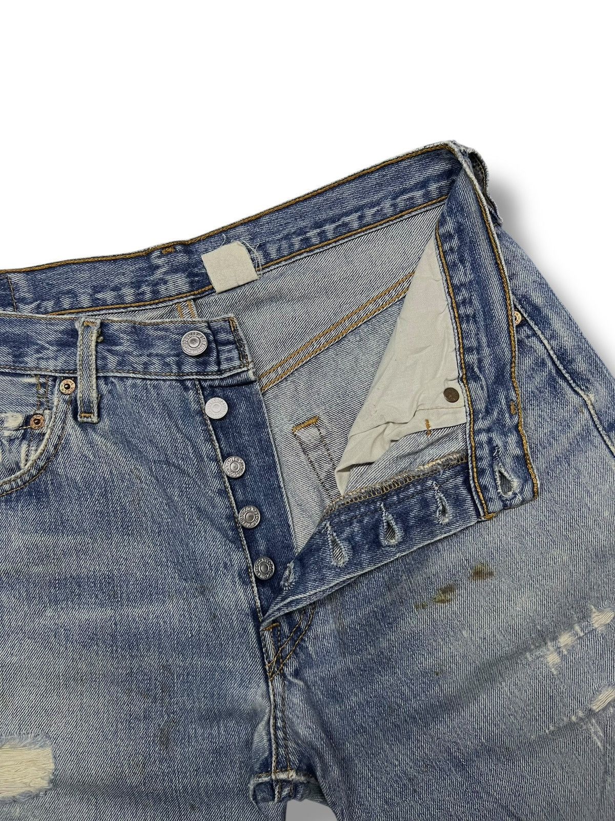 Levi's Vintage Levi’s 501 Button Fly - Faded,Ripped Destroyed Jeans Size US 31 - 10 Thumbnail