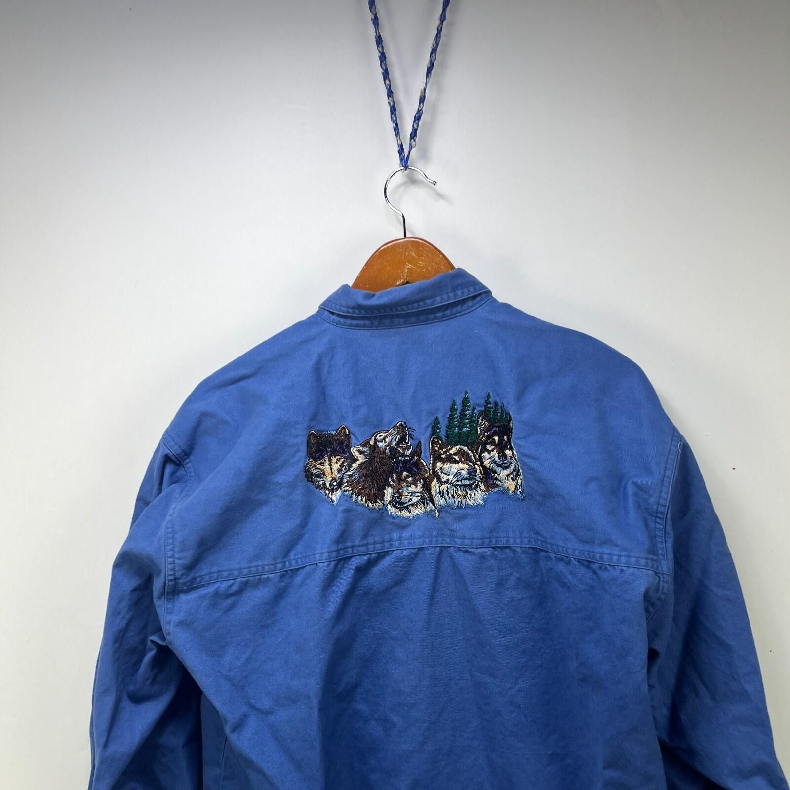 Vintage Vintage 90s Wolf Animal Nature Button Up Shirt Medium Size US M / EU 48-50 / 2 - 2 Thumbnail