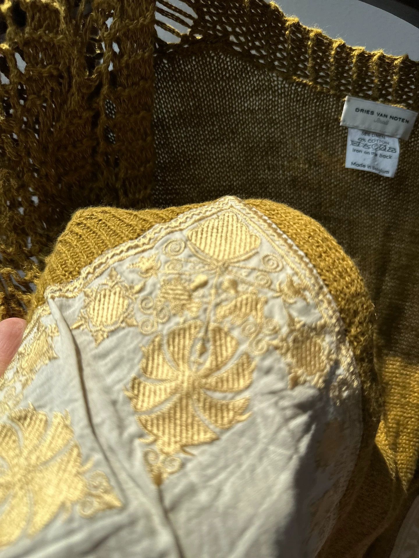 Dries Van Noten DVN 95 New Vintage Knit Cardigan S Gold Embroidery Size S / US 4 / IT 40 - 3 Thumbnail