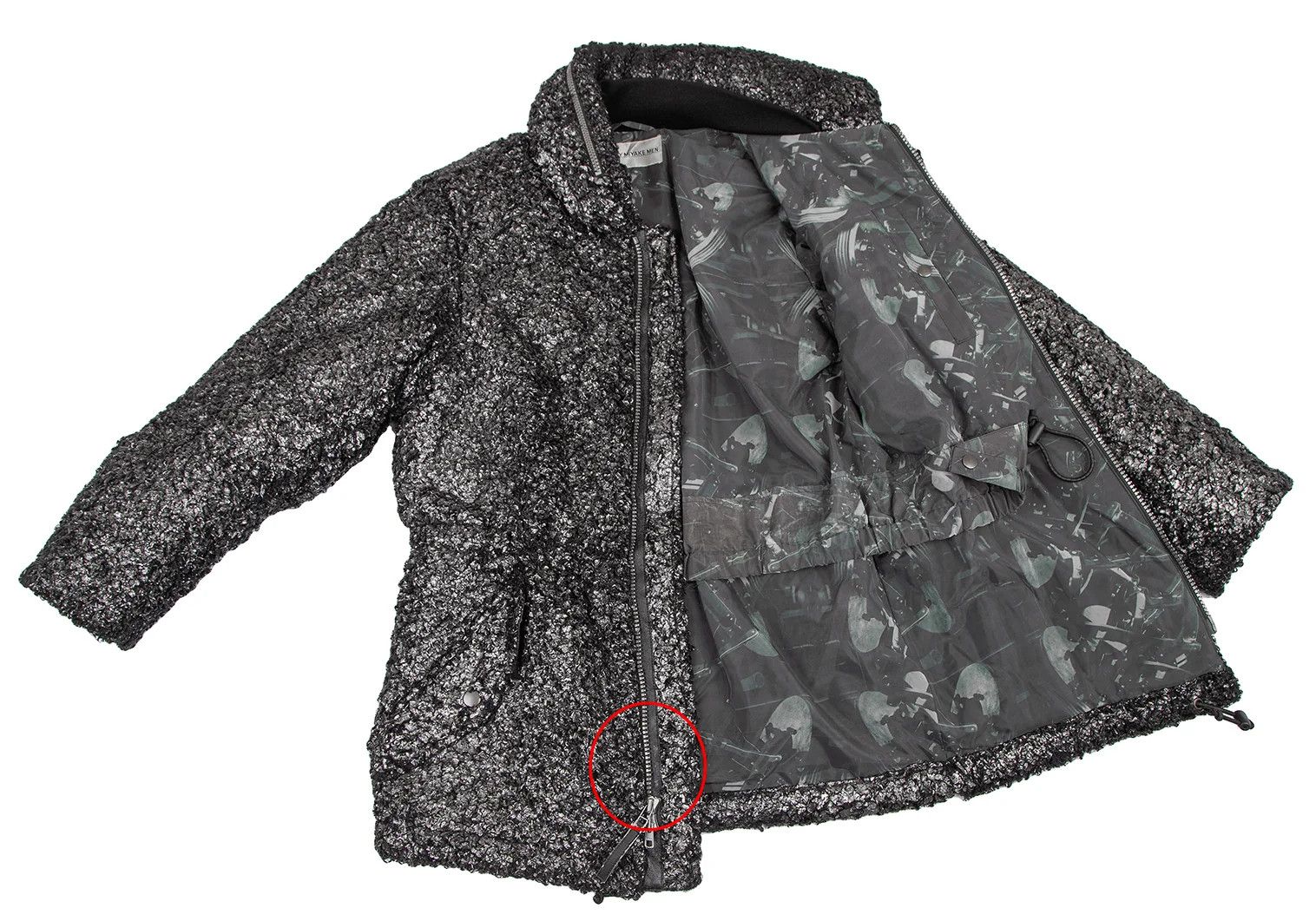Issey Miyake Foil Print Fur Half Coat in Black Silver, Size M Size US M / EU 48-50 / 2 - 10 Thumbnail