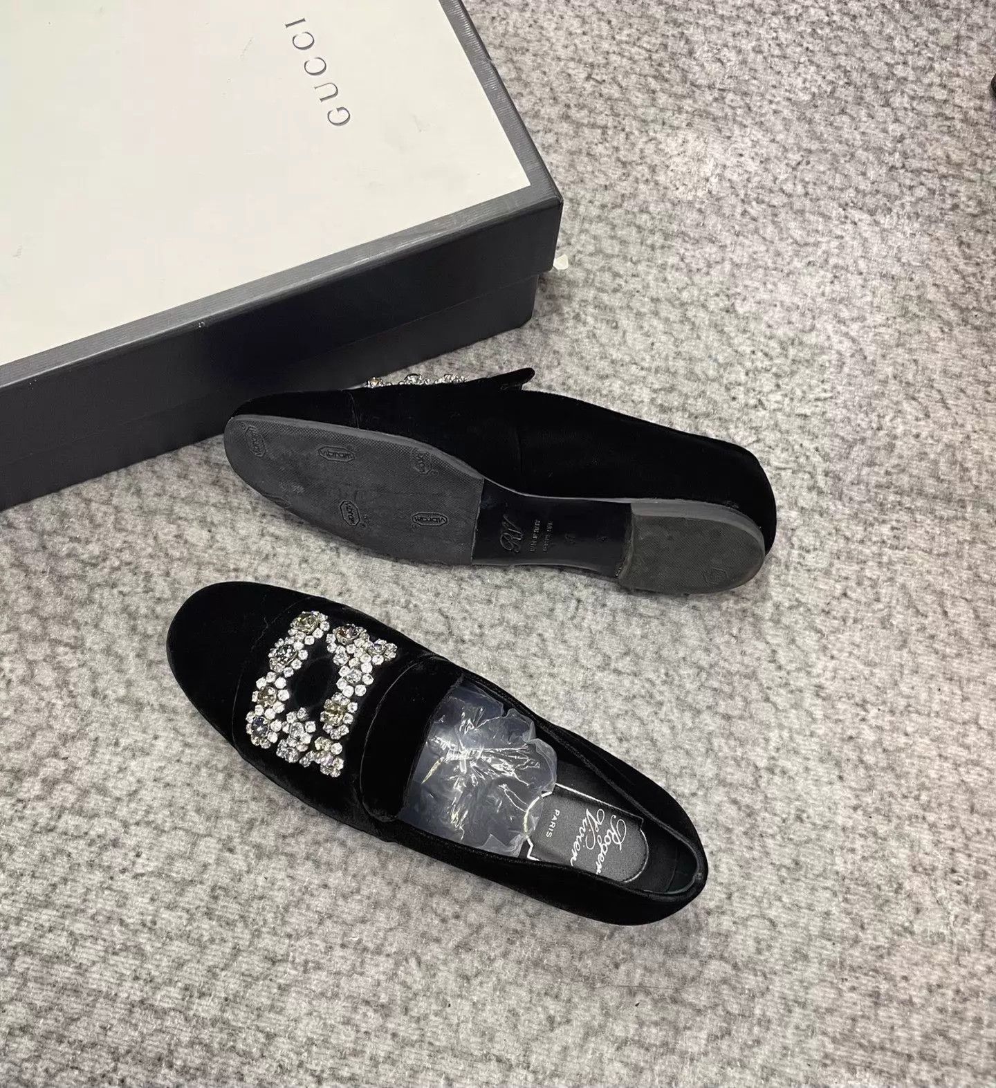Roger Vivier RV Suede Square Crystal Loafer 37 Slip-on Casual Commuter Size US 6.5 / IT 36.5 - 5 Thumbnail