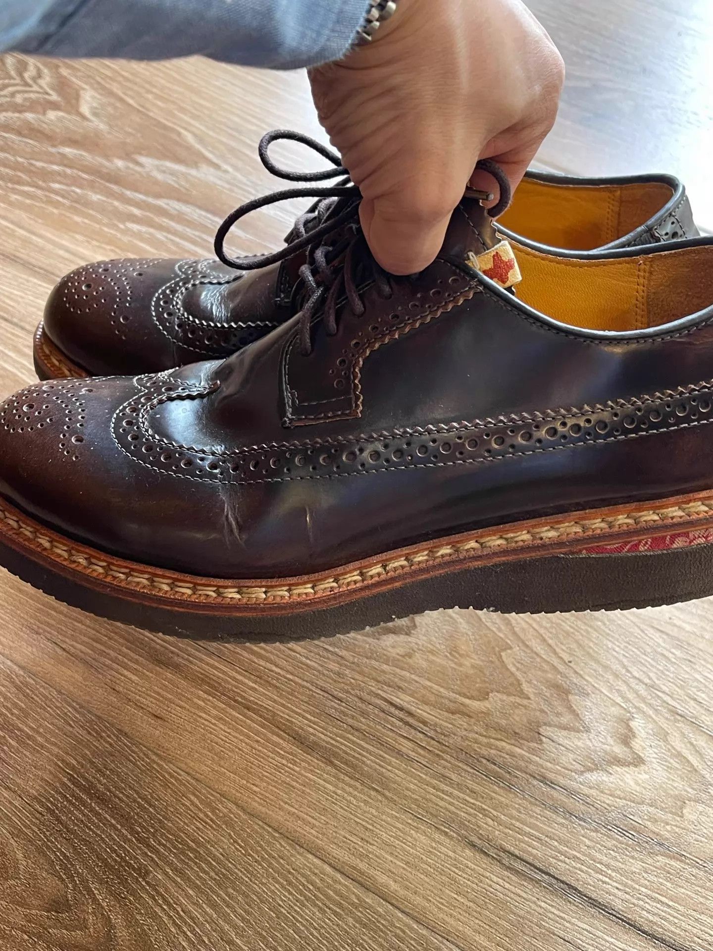 Visvim visvim patraician-wtfolk Cowhide Carved V-Sole Brown 9 Size US 9 / EU 42 - 4 Thumbnail