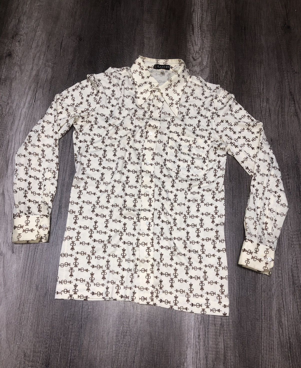 Designer × Lanvin × Vintage Vintage Lanvin Paris Monogram Button Up Long Sleeve Shirt Size US S / EU 44-46 / 1 - 7 Thumbnail
