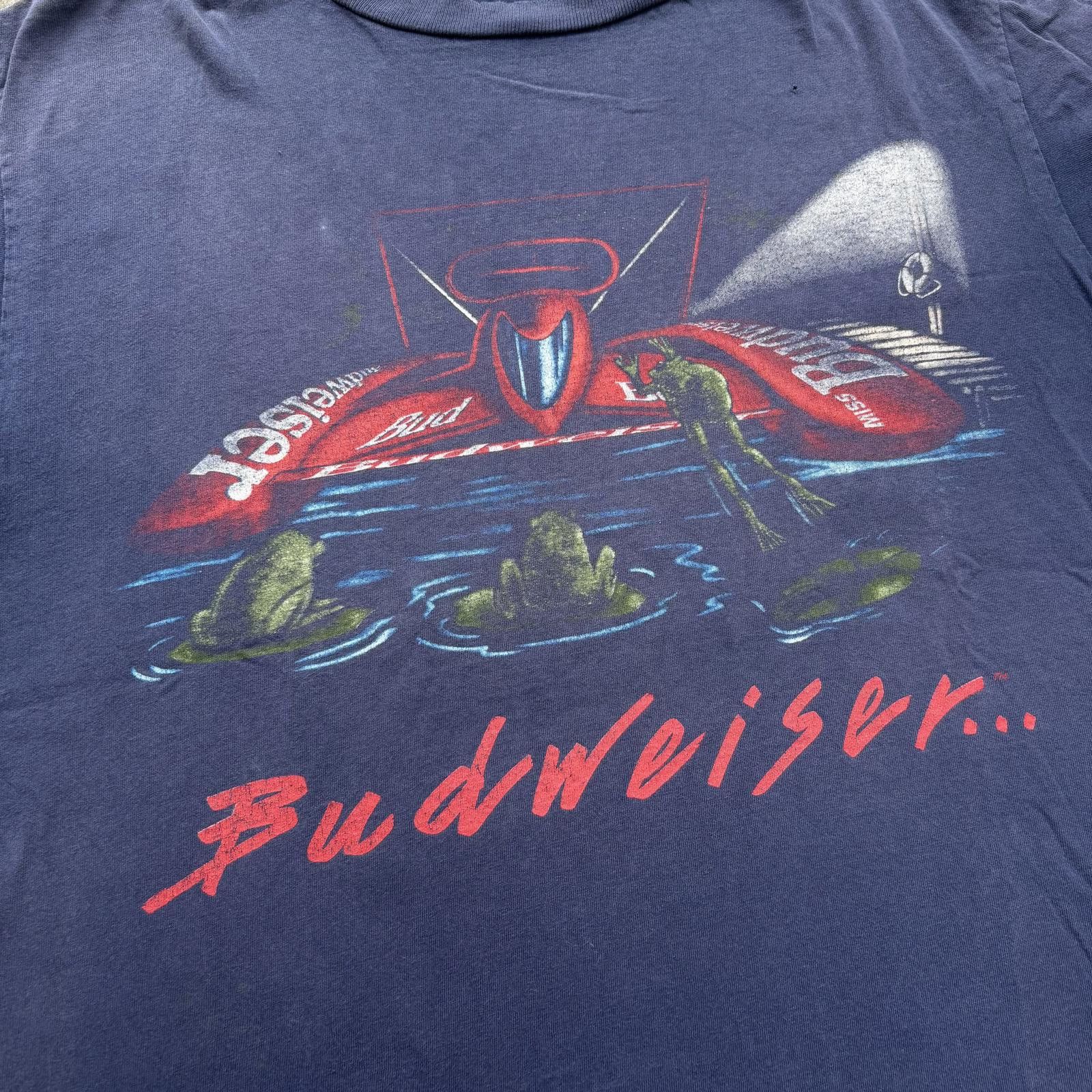 Budweiser Vintage Budweiser Beer Frogs Speedboat Double Sided Shirt Size US XL / EU 56 / 4 - 5 Thumbnail
