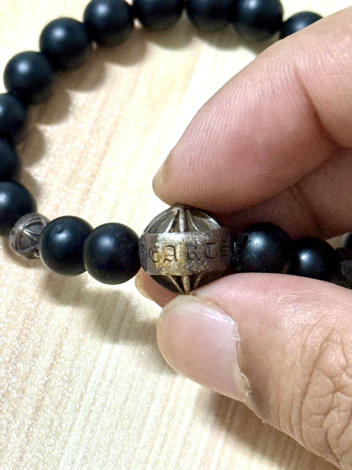 Chrome Hearts Chrome hearts onyx Three Silver bead bracelet Size ONE SIZE - 5 Thumbnail