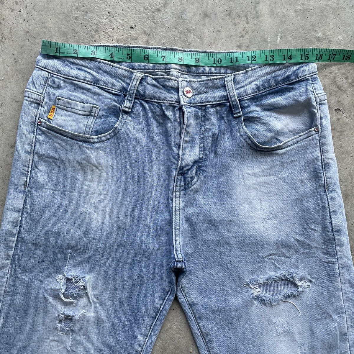 New Era × Stussy Stussy 556 Ripped Faded Jeans Distressed Pants W31 Size US 31 - 5 Thumbnail