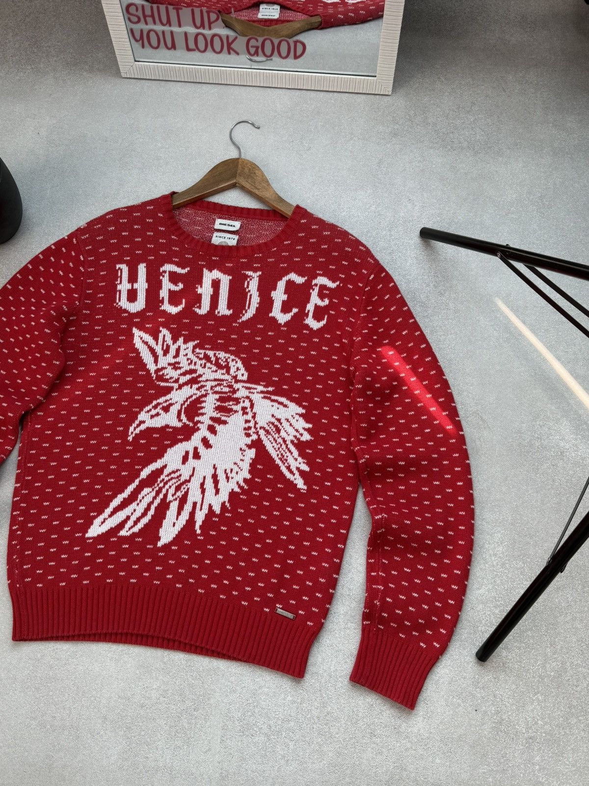 Diesel Diesel Venice Rare Sweater Men’s Pullover Eagle Red White Size US M / EU 48-50 / 2 - 4 Thumbnail