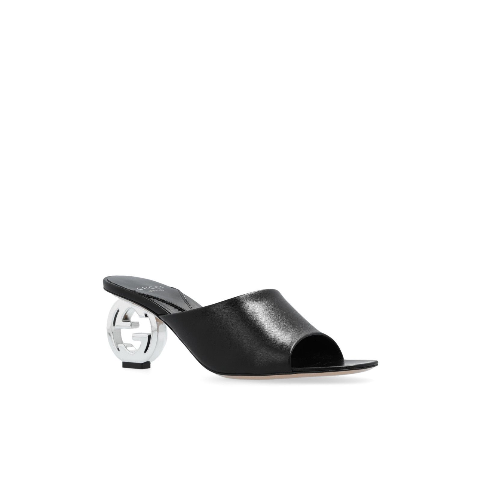GUCCI Interlocking G Black Leather 80mm Mules New & Authenti