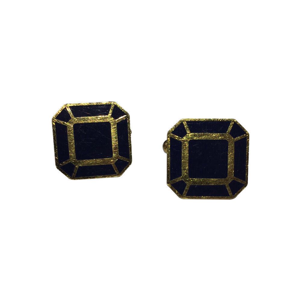Pierre Cardin Pierre Cardin Gold and Black Enamel Retro Cufflinks Size ONE SIZE - 1 Thumbnail
