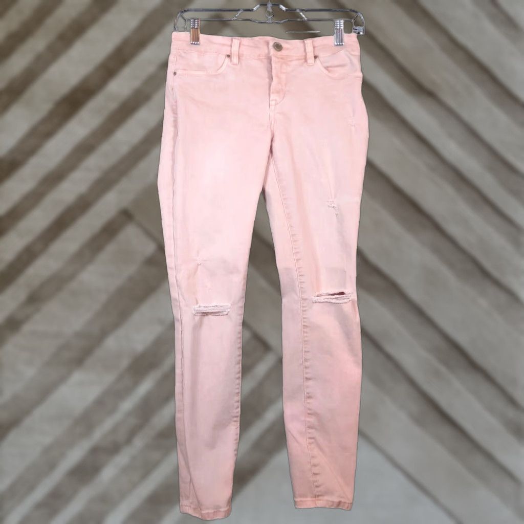 Vintage Blank NYC Jeans Pink Denim Low Rise Skinny Fit Distressed Stretch 26 Women, Regular, 5-Pocket, Cotton Spandex, Inseam 26.5 in, Size 26 Size 26" / US 2 / IT 38 - 1 Thumbnail