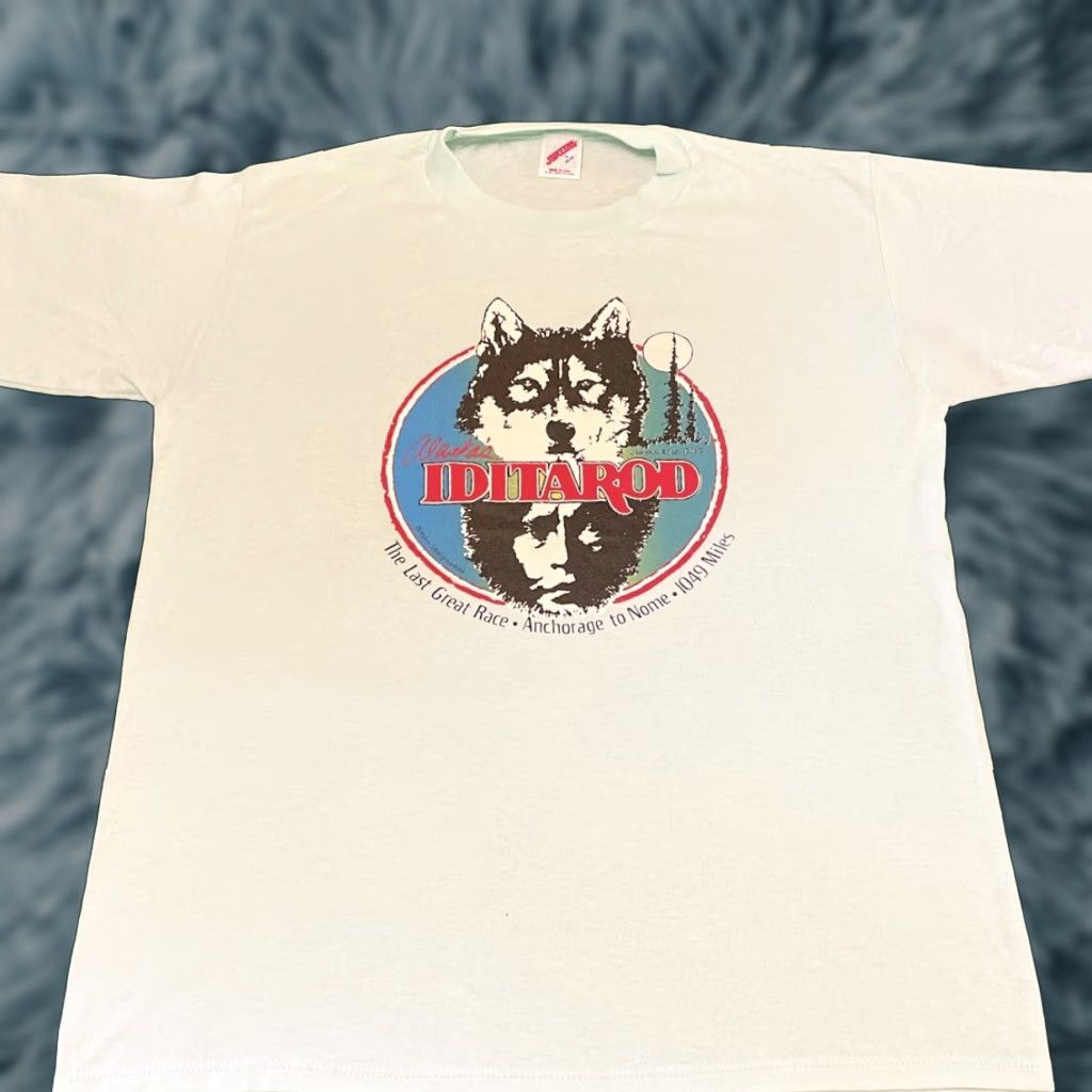 Vintage VINTAGE 80s Alaska Iditarod Last Great Race Wolf Snow Dog Shirt Mens L Blue Size US L / EU 52-54 / 3 - 1 Thumbnail