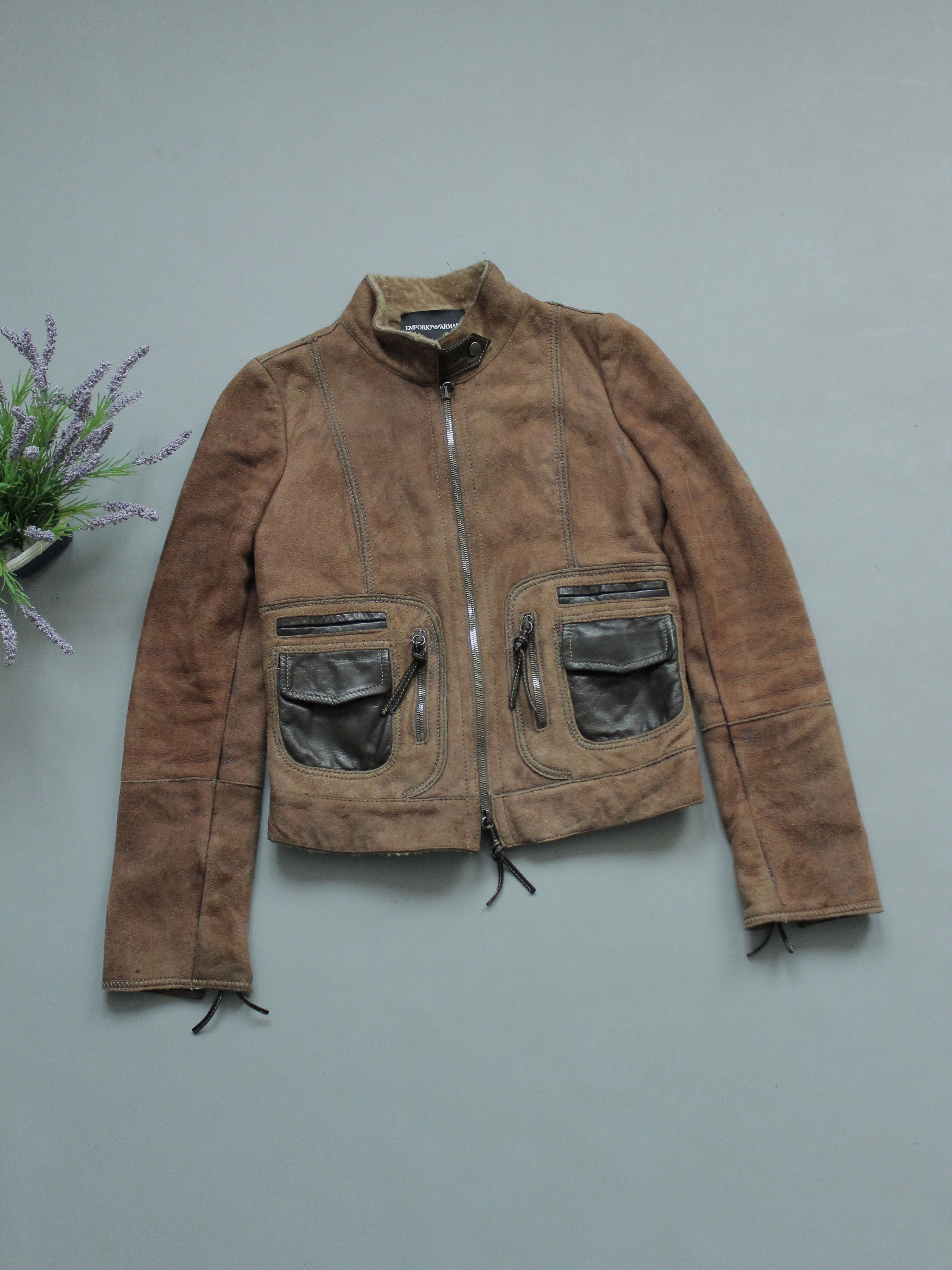 Emporio Armani Womens Leather Painted Jacket