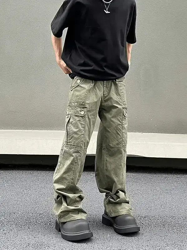 Japanese Brand green military flared baggy utility faded cargo pants Size US 32 / EU 48 - 2 Thumbnail
