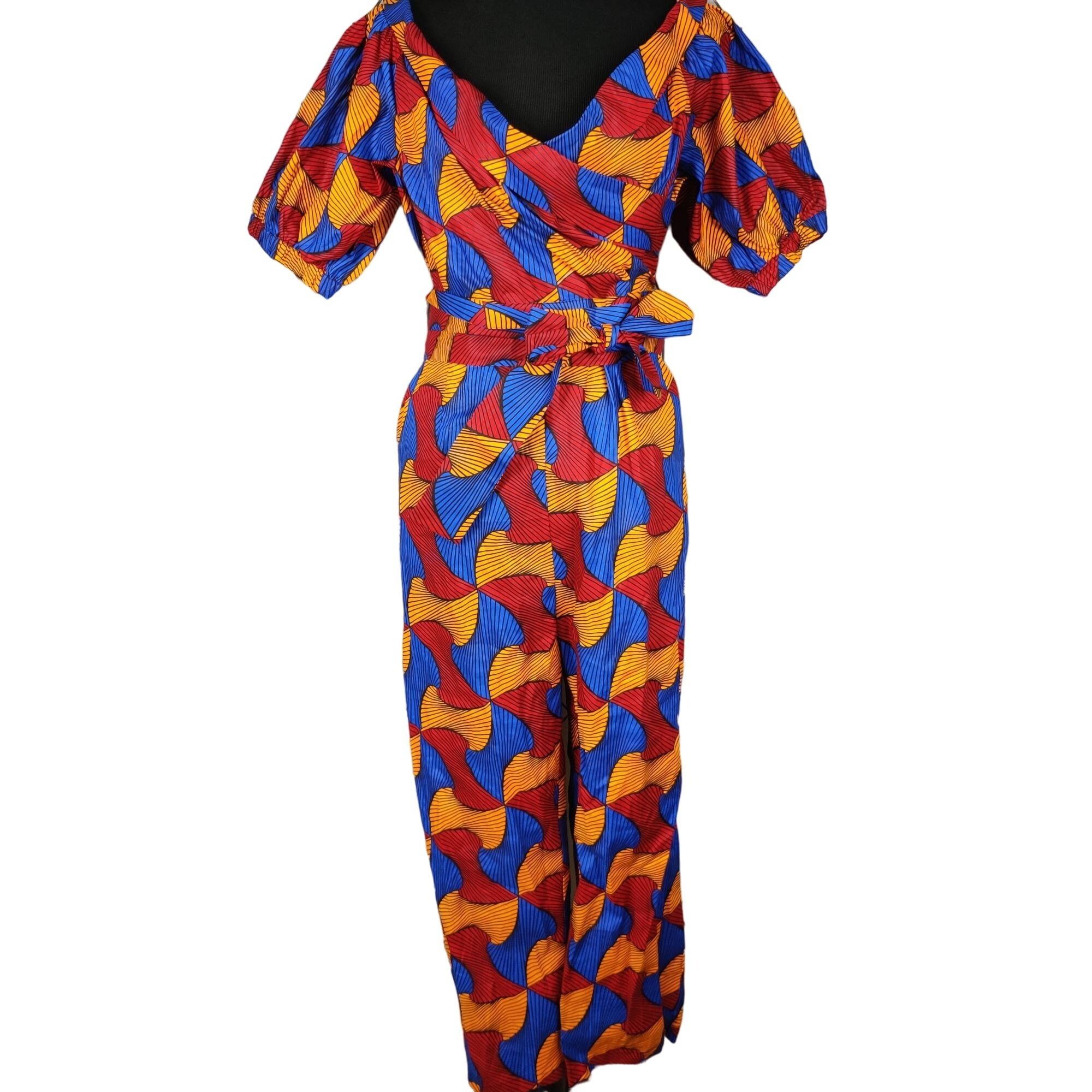 Other L'aviye Off Shoulder Ankara Jumpsuit L Multicolor African Co Size L / US 10 / IT 46 - 1 Thumbnail