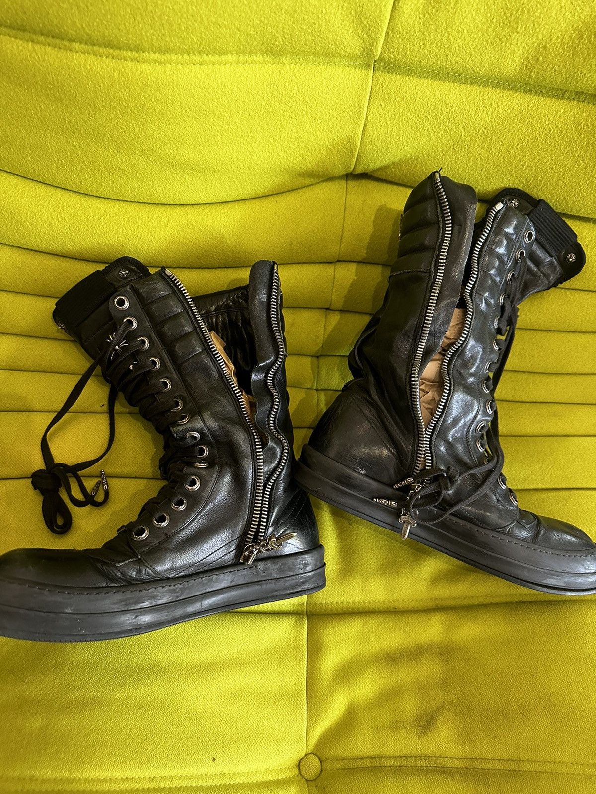 Chrome Hearts × Rick Owens CHROME HEARTS x RICK OWENS CARGO BASKETS CROSS SNEAKERS Size US 11 / EU 44 - 4 Thumbnail