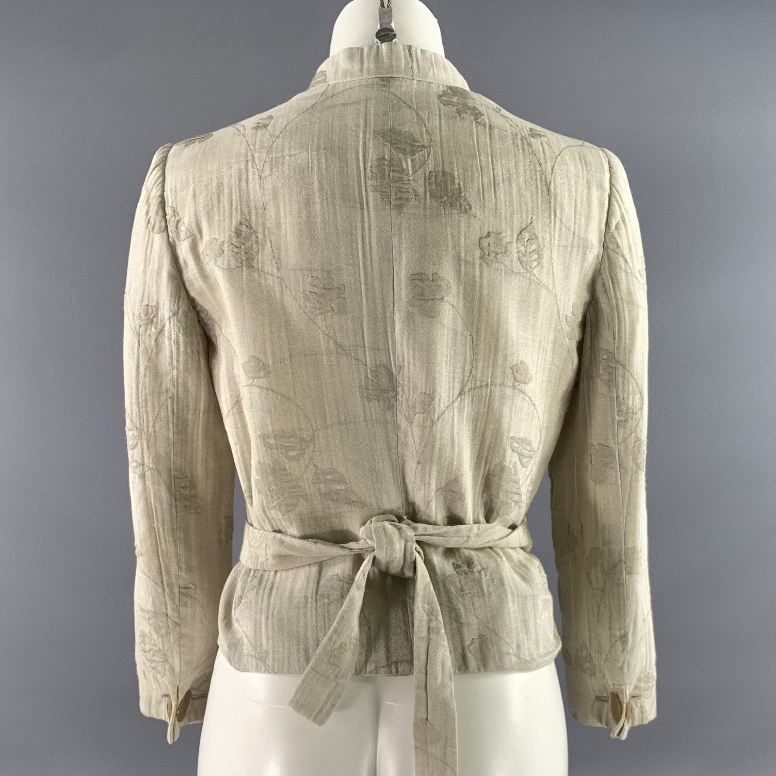 Giorgio Armani GIORGIO ARMANI Size 2 Cream Cotton Blend Floral Jacket Size XS / US 0-2 / IT 36-38 - 4 Thumbnail