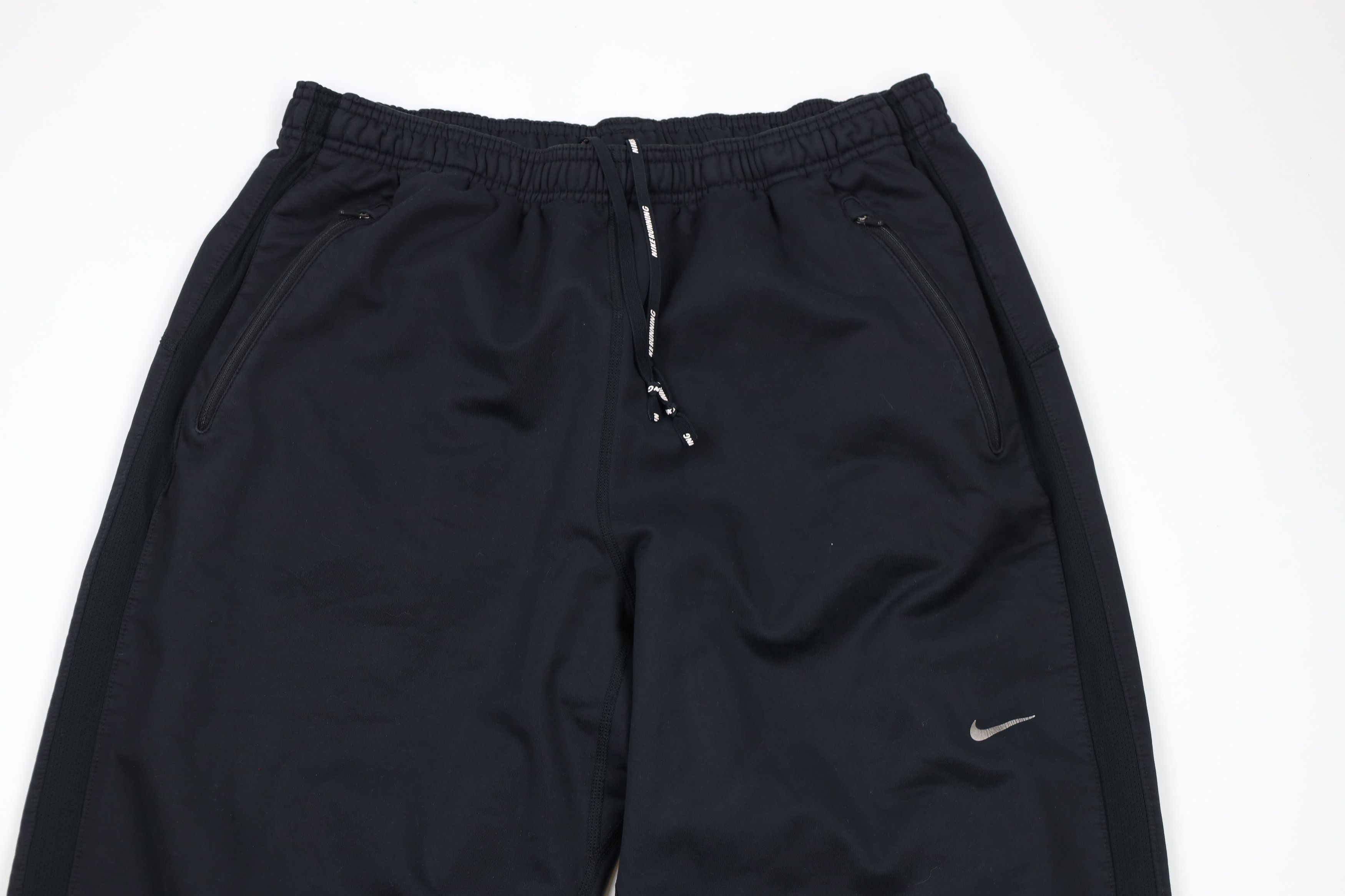 Nike × Vintage Vintage Nike Mini Swoosh Wide Leg Fleece Sweatpants Black Size US 36 / EU 52 - 2 Thumbnail