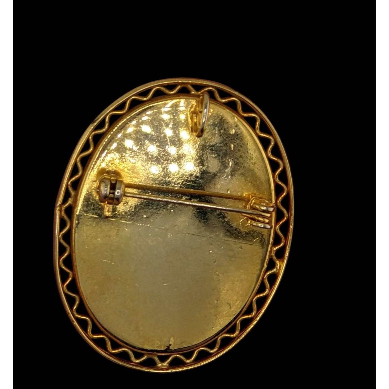 Other Vintage Oval Mottled Yellow Stone Brooch/Pendant With Filigr Size ONE SIZE - 3 Thumbnail