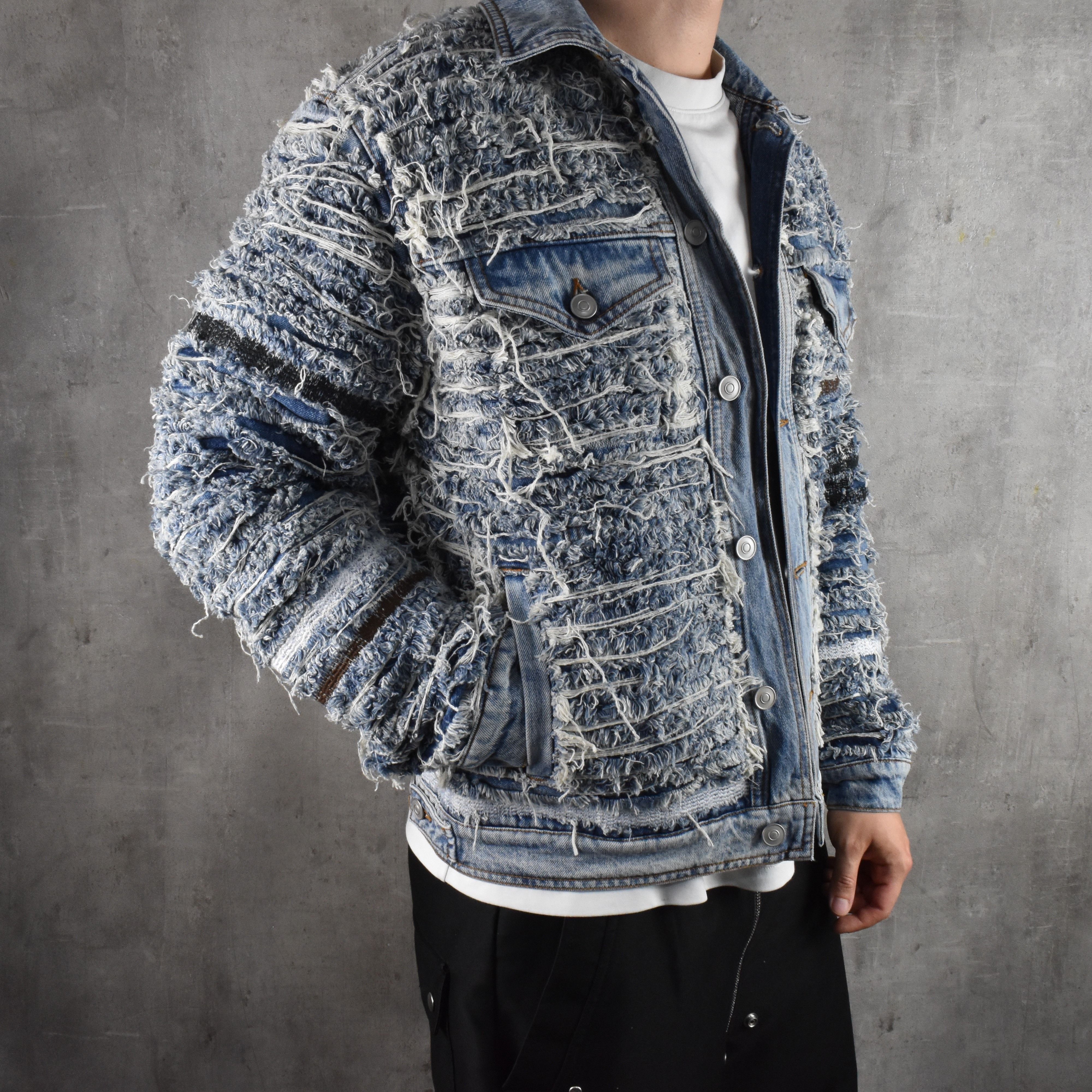 1017 ALYX 9SM × Blackmeans 1017 ALYX 9SM BLACKMEANS Shredded Denim Distressed Jacket Size US M / EU 48-50 / 2 - 3 Thumbnail