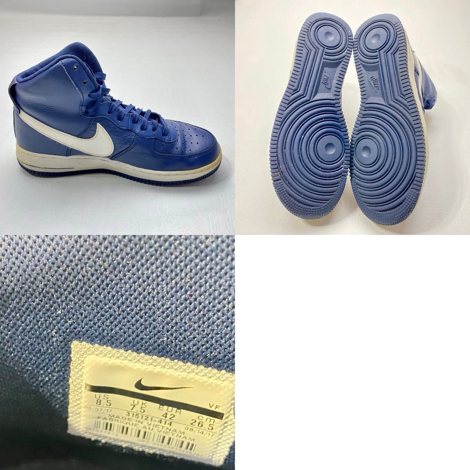 Nike VINTAGE Nike Air Force 1 315121-414 Men's Size 8.5 Navy Blue High Tops 1607 Size US 9 / EU 42 - 8 Thumbnail