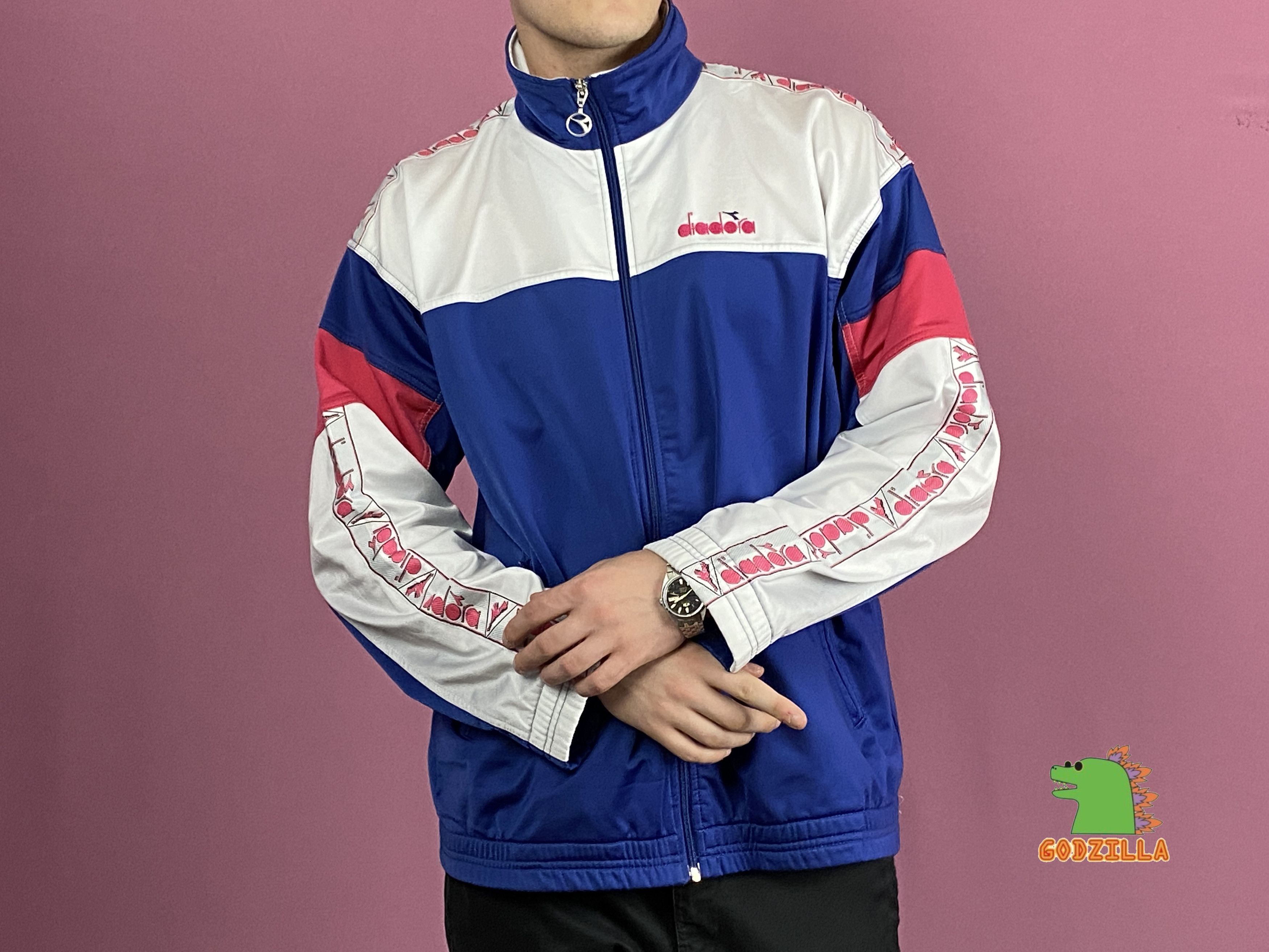 Diadora × Vintage 90s Diadora Vintage Men's Track Jacket - L Size US L / EU 52-54 / 3 - 4 Thumbnail