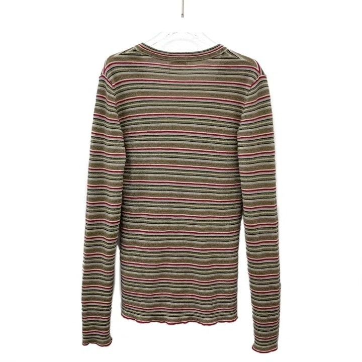 Brunello Cucinelli Brunello Cucinelli Striped Wool V-Neck Cardigan Size US L / EU 52-54 / 3 - 2 Thumbnail