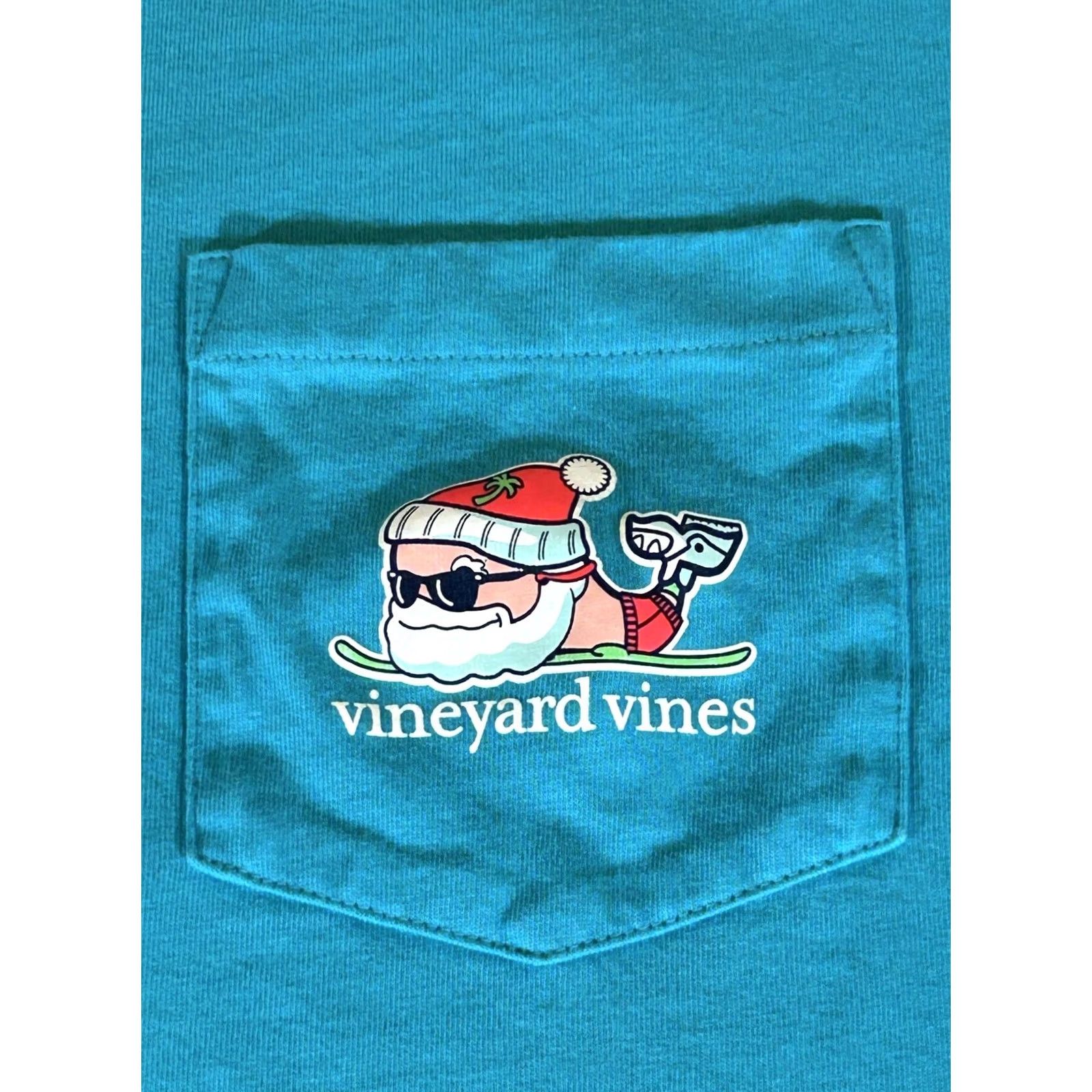 Vineyard Vines Vineyard Vines Shirt Mens Large Teal Long Sleeve Graphic Pocket Santa Whale Christmas Ski Holiday Winter Crew Neck Size US L / EU 52-54 / 3 - 2 Thumbnail