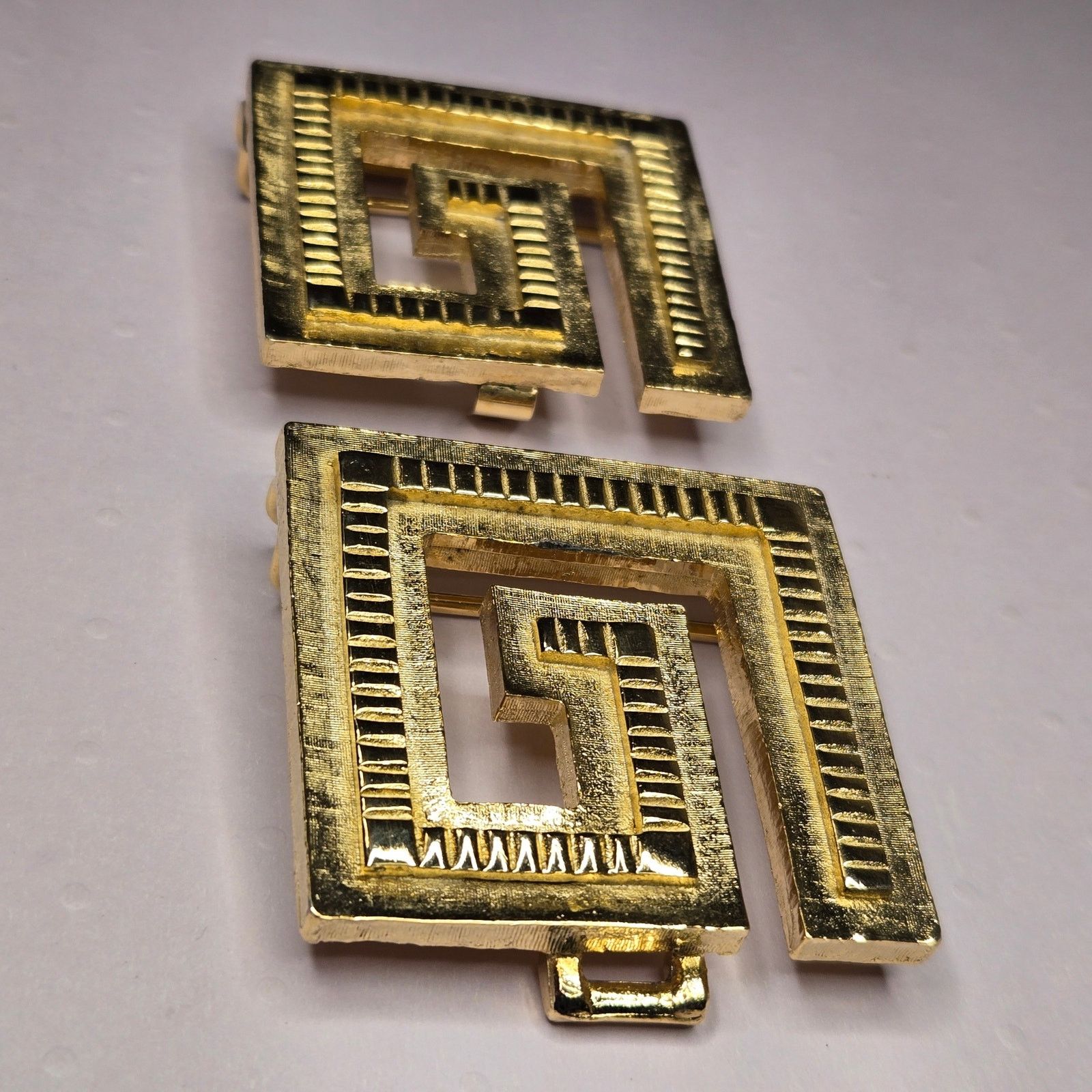Vintage Vintage 1981 Mimi Di N Greek Key Maze Geometric Belt Buckle Size ONE SIZE - 8 Thumbnail