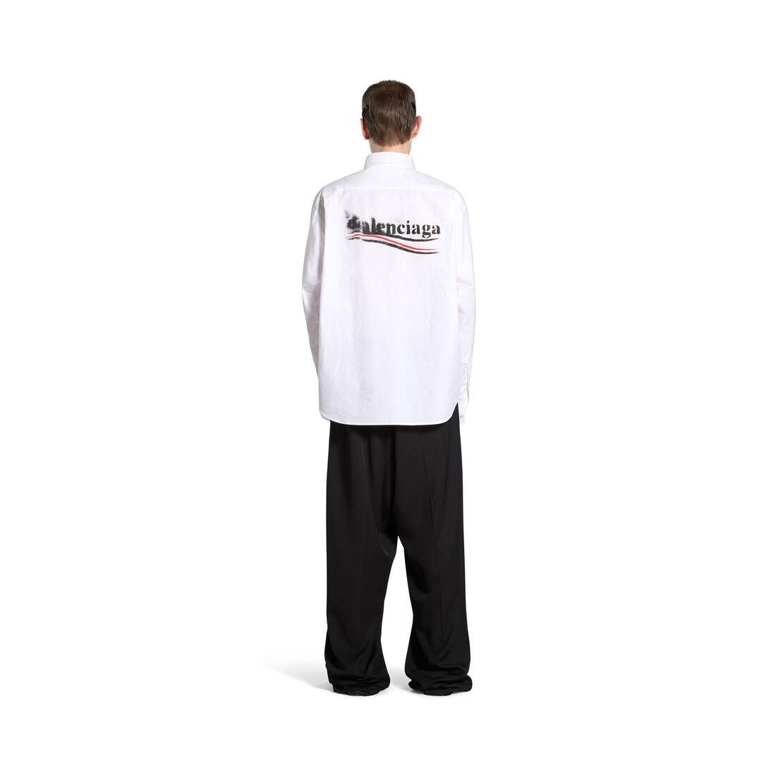 Balenciaga o1srvl11e0825 Political Stencil Shirt Large Fit in White Size US M / EU 48-50 / 2 - 4 Thumbnail