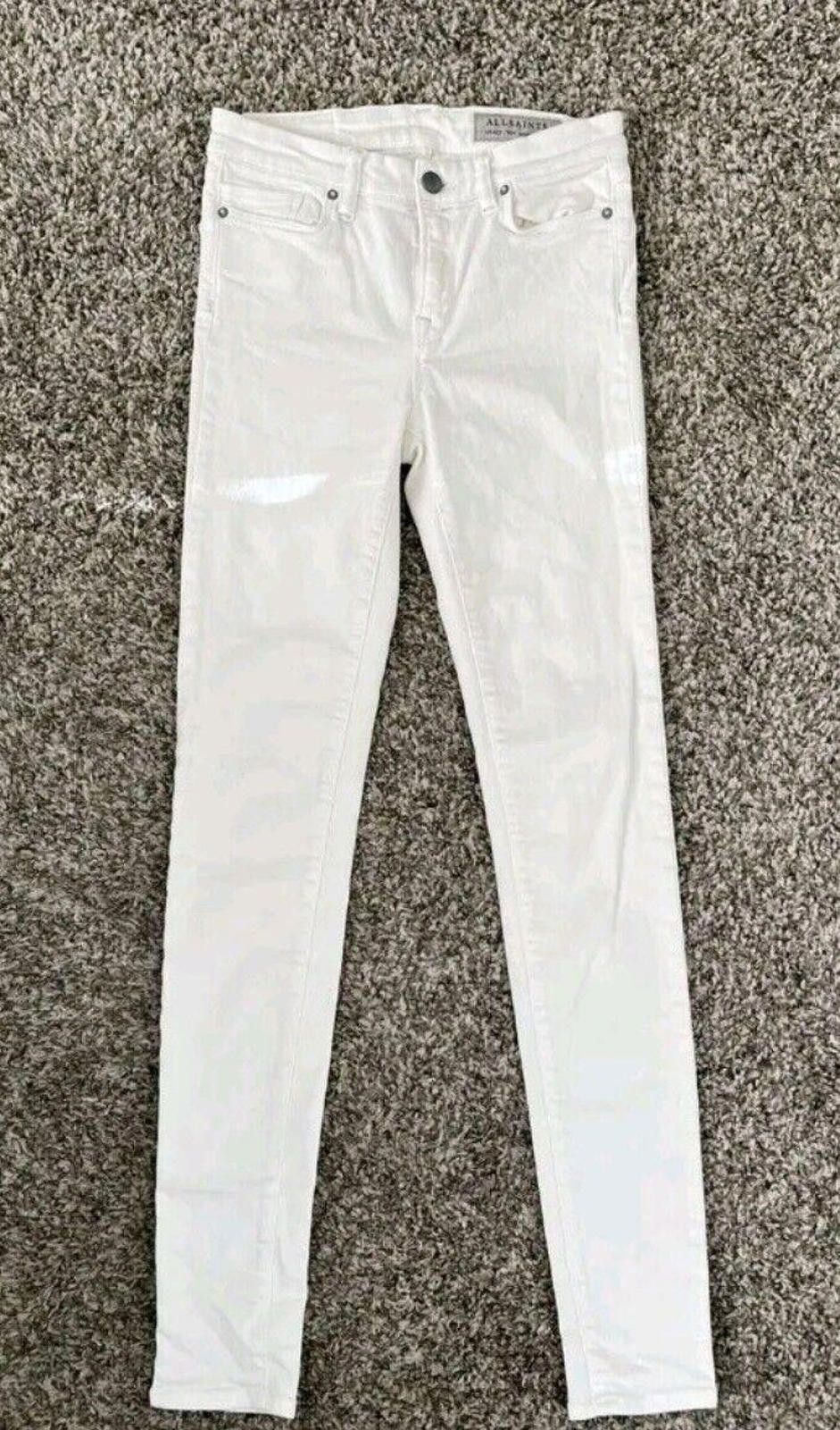 Allsaints All Saints Grace White Skinny Leg Mid Rise Jeans Size 27 Size 27" / US 4 / IT 40 - 2 Thumbnail