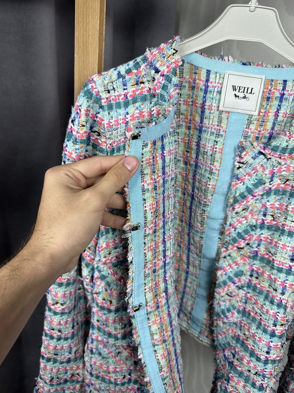 Other Weill Blazer Jacket Fringed Tweed Size L / US 10 / IT 46 - 9 Thumbnail
