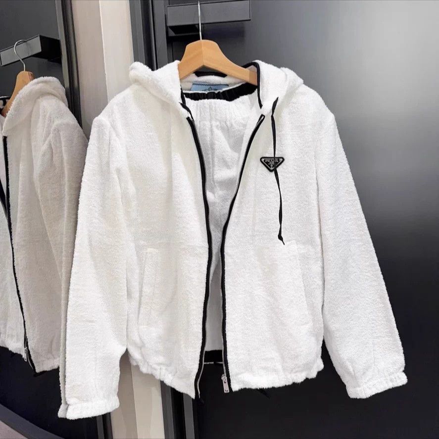 Prada Prada Terry Zip Jacket White Tri Logo 38 Size XS / US 0-2 / IT 36-38 - 1 Thumbnail