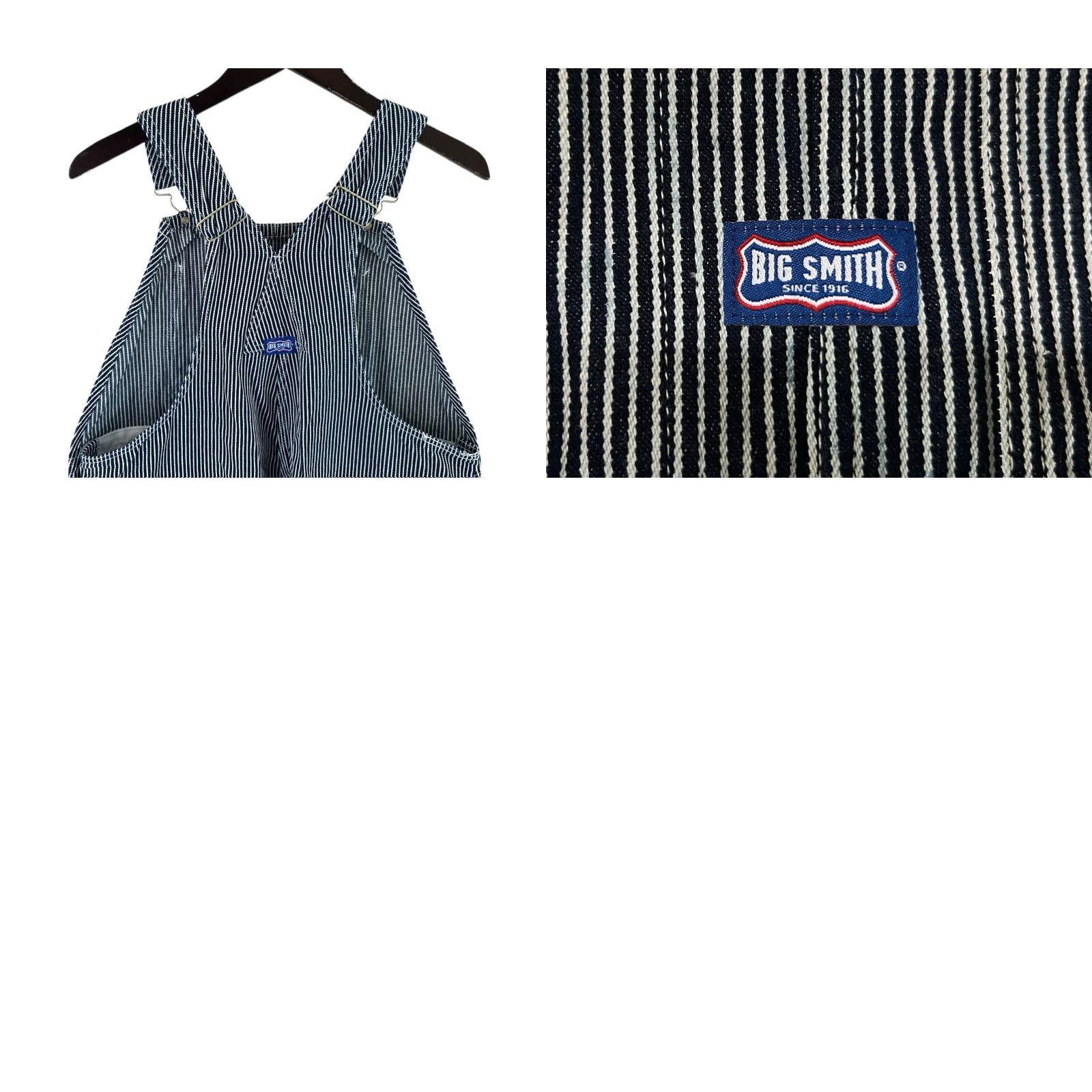 Vintage VINTAGE Big Smith Overalls Shirt Mens 38x30 Blue Striped 2010s Denim Conductor Bib Pants Size US 38 / EU 54 - 8 Thumbnail