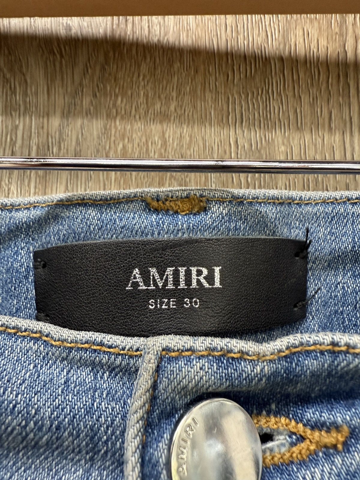 Amiri Amiri Staggered Leather Logo Denim Jeans Size US 30 / EU 46 - 4 Thumbnail