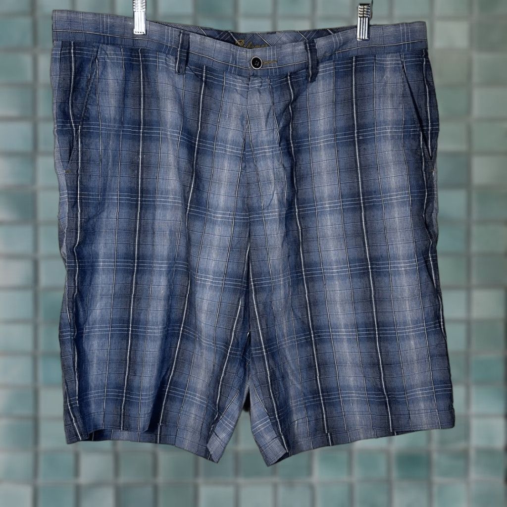 Tommy Bahama Tommy Bahama Blue Plaid Linen Silk Blend Shorts Men 40 Multicolor Plaid Cargo Shirt? Size US 40 / EU 56 - 1 Thumbnail