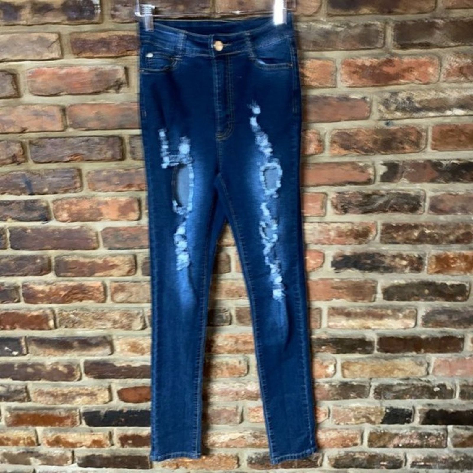 Other BOB Jeans Dark Blue Denim Distressed Skinny Jeggings 7/8 Size 30" / US 8 / IT 44 - 1 Thumbnail