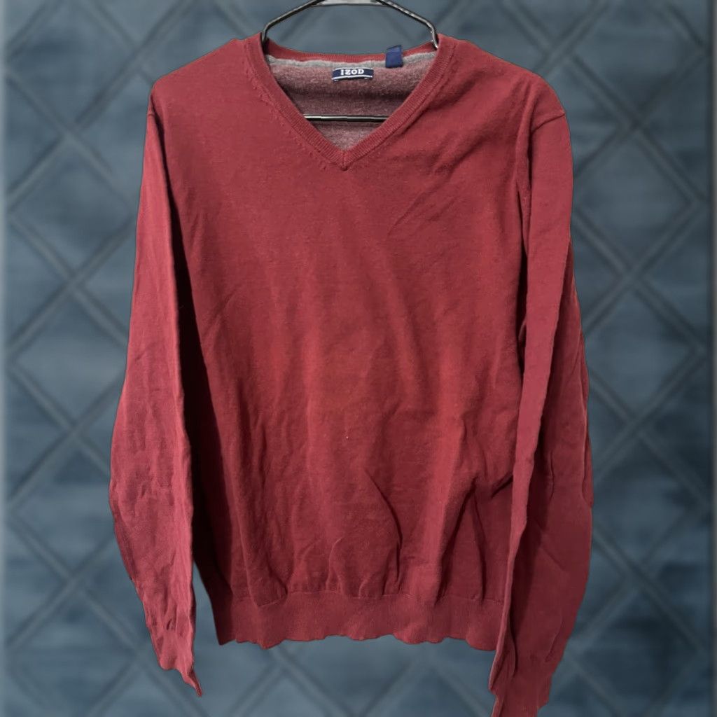 Izod IZOD Sweater Shirt Pullover V-Neck Long Sleeve XL Red Men's Knit Logo 90s Classic Golf v-neck pullover sweater (XL Red) Mens Size US XL / EU 56 / 4 - 1 Thumbnail