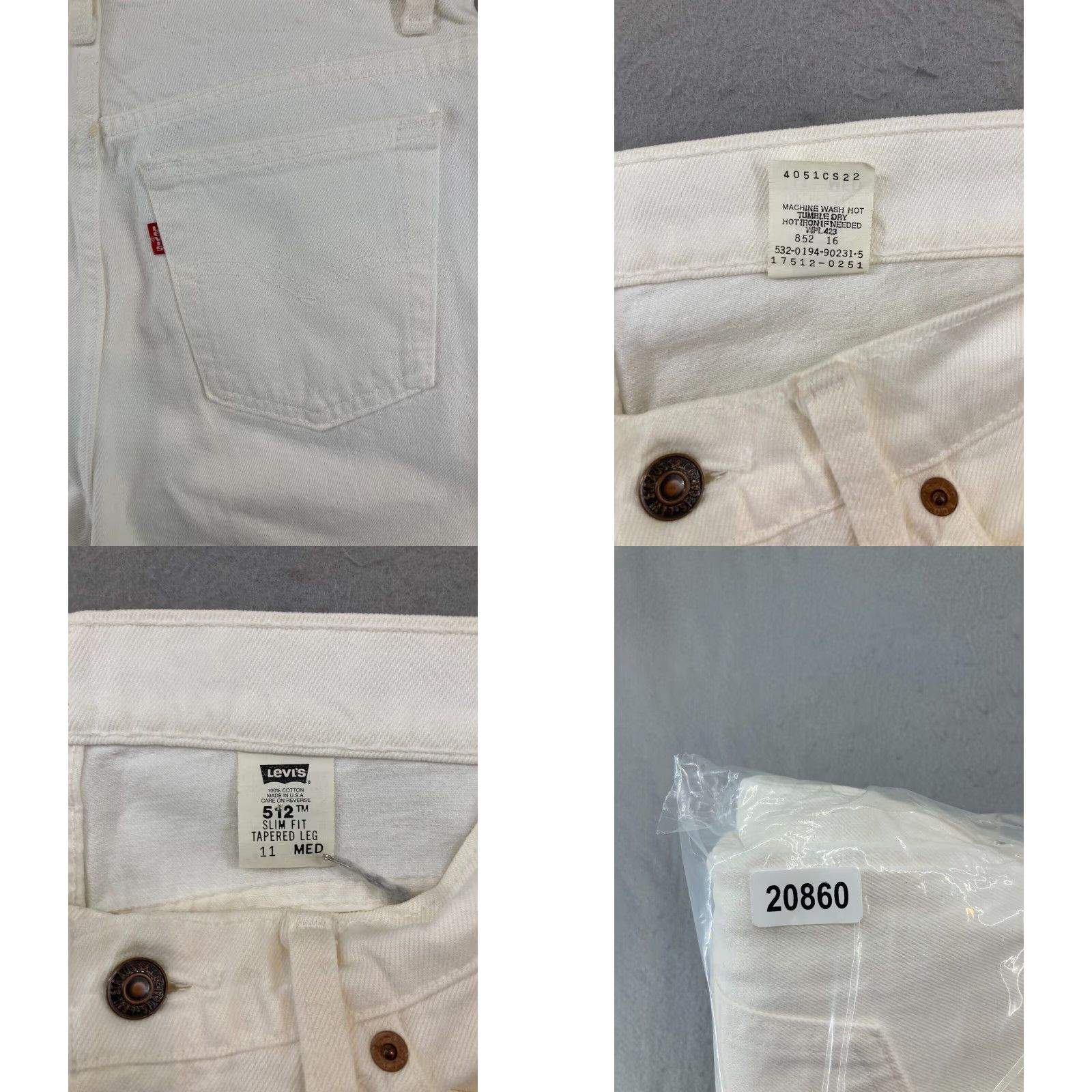 Levi's VINTAGE Levi's 512 Jeans 11 Medium White Slim Fit Tapered USA Made Womens Size 32" / US 10 / IT 46 - 8 Thumbnail