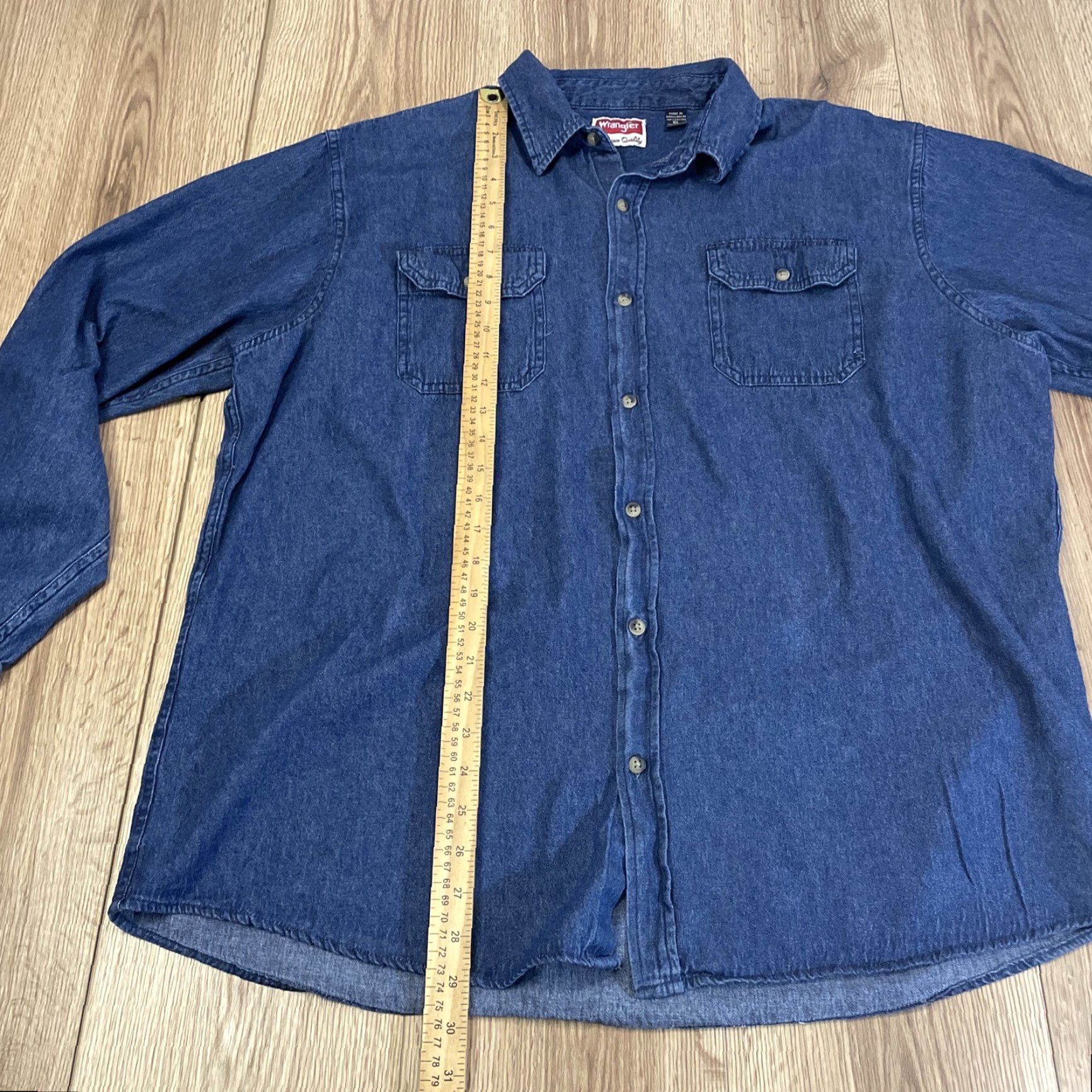 Wrangler Wrangler Men's Lightweight Long Sleeve Denim Button-Up Shirt XL Blue Size US XL / EU 56 / 4 - 3 Thumbnail