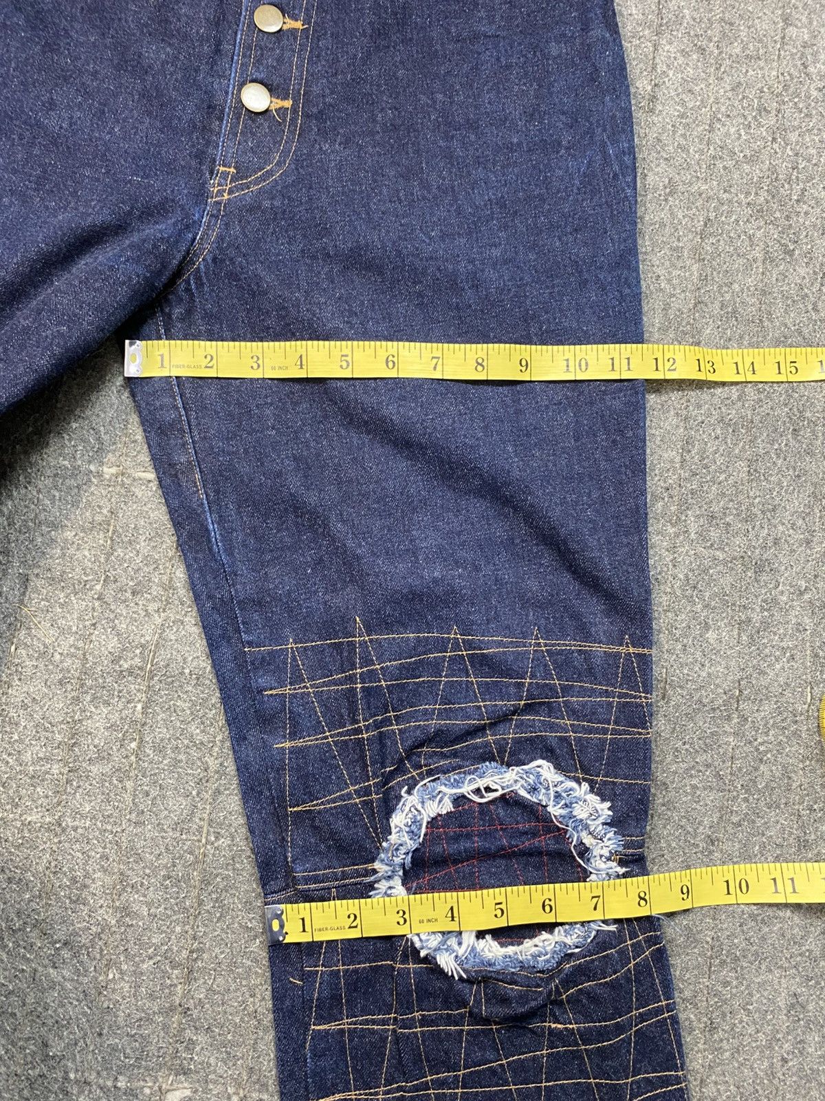 Japanese Brand Hype Japanese Distressed Knee Indigo Denim Jeans Baggy 28 29 Size 29" - 10 Thumbnail