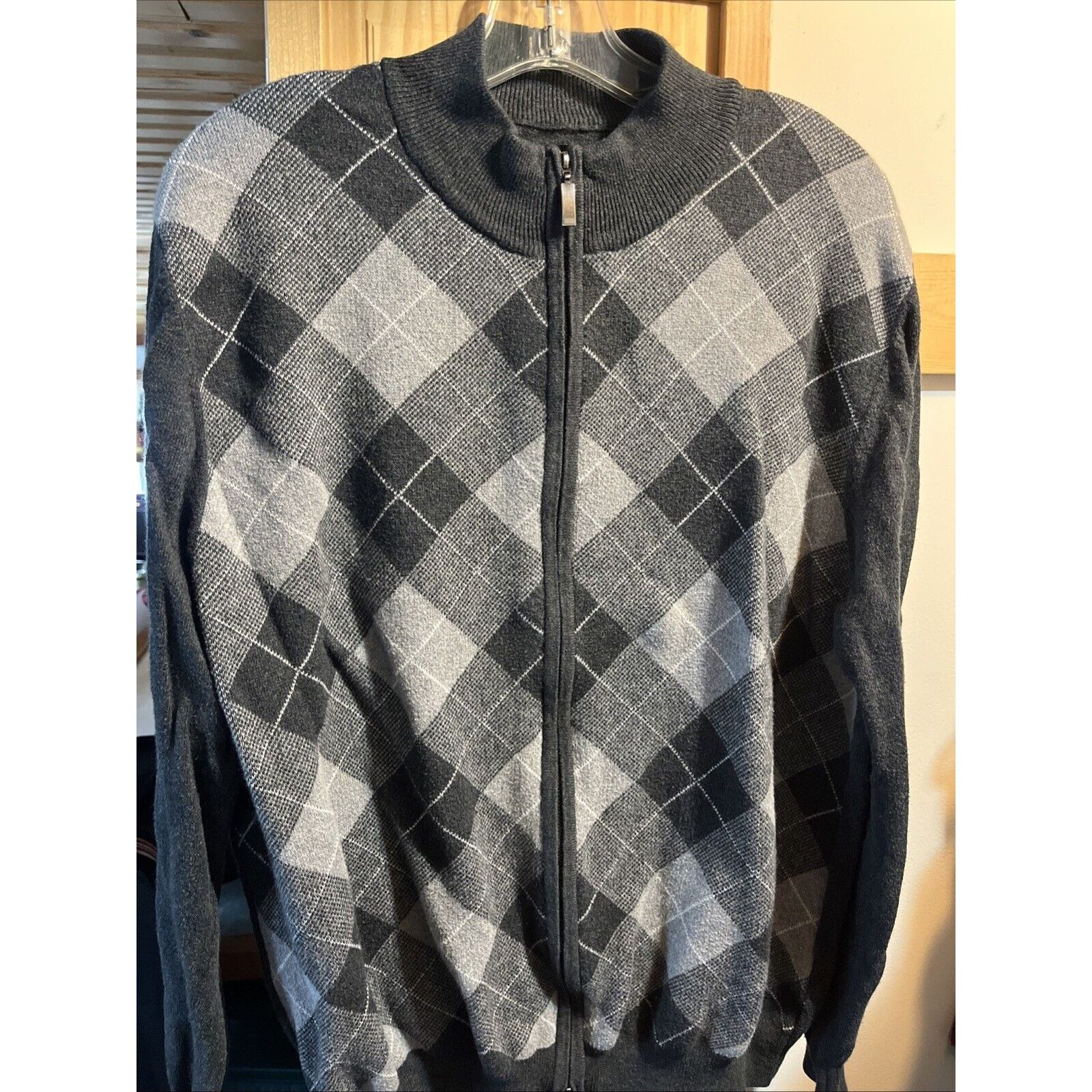 Other Kenneth Roberts Men’s L Gray Argyle Cotton Cashmere Sweater Size US L / EU 52-54 / 3 - 6 Thumbnail