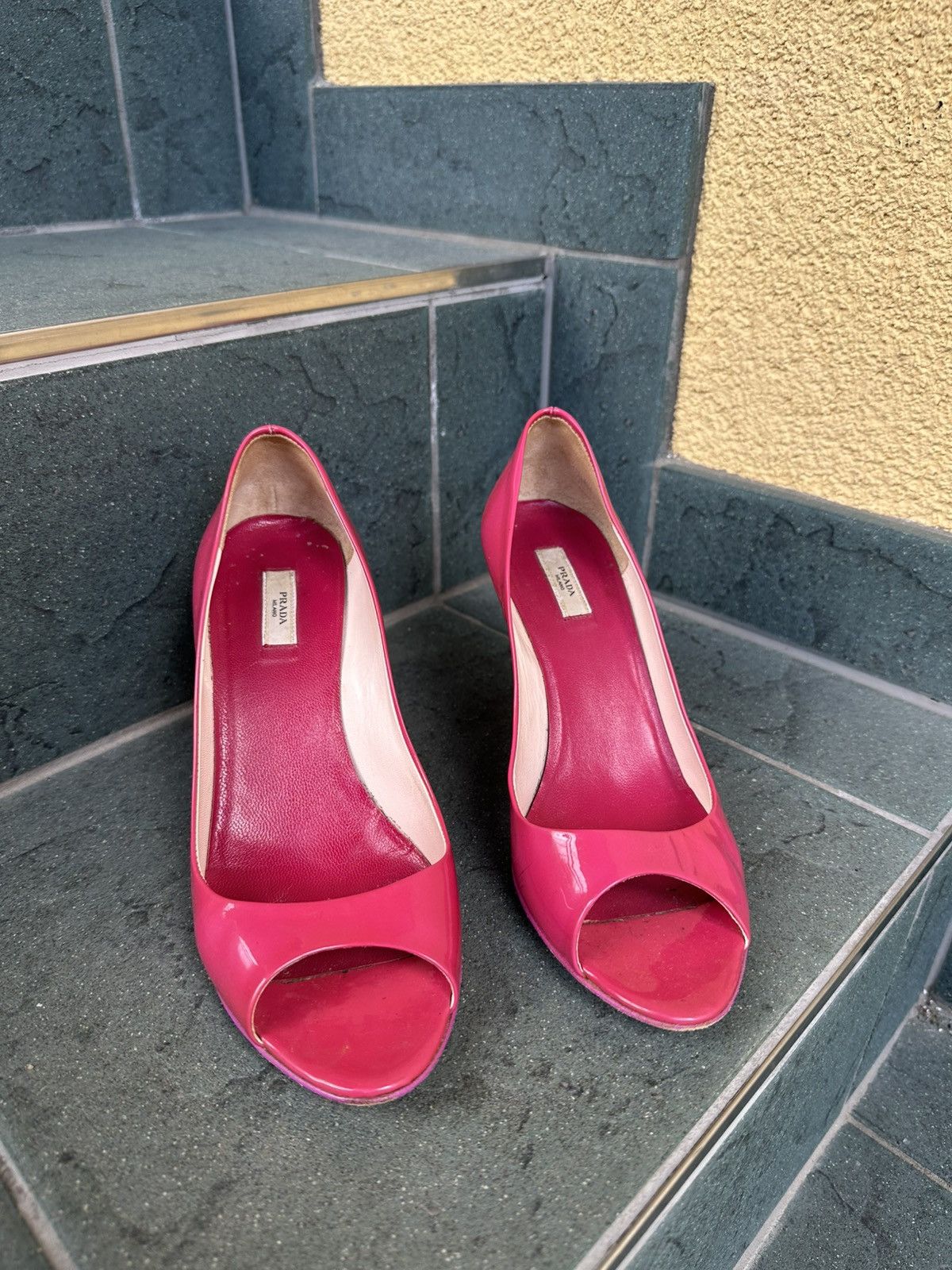 Prada Prada Womens Sz 36.5 Patent Leather Platform Heels Sz 6.5-7 Size US 6.5 / IT 36.5 - 3 Thumbnail