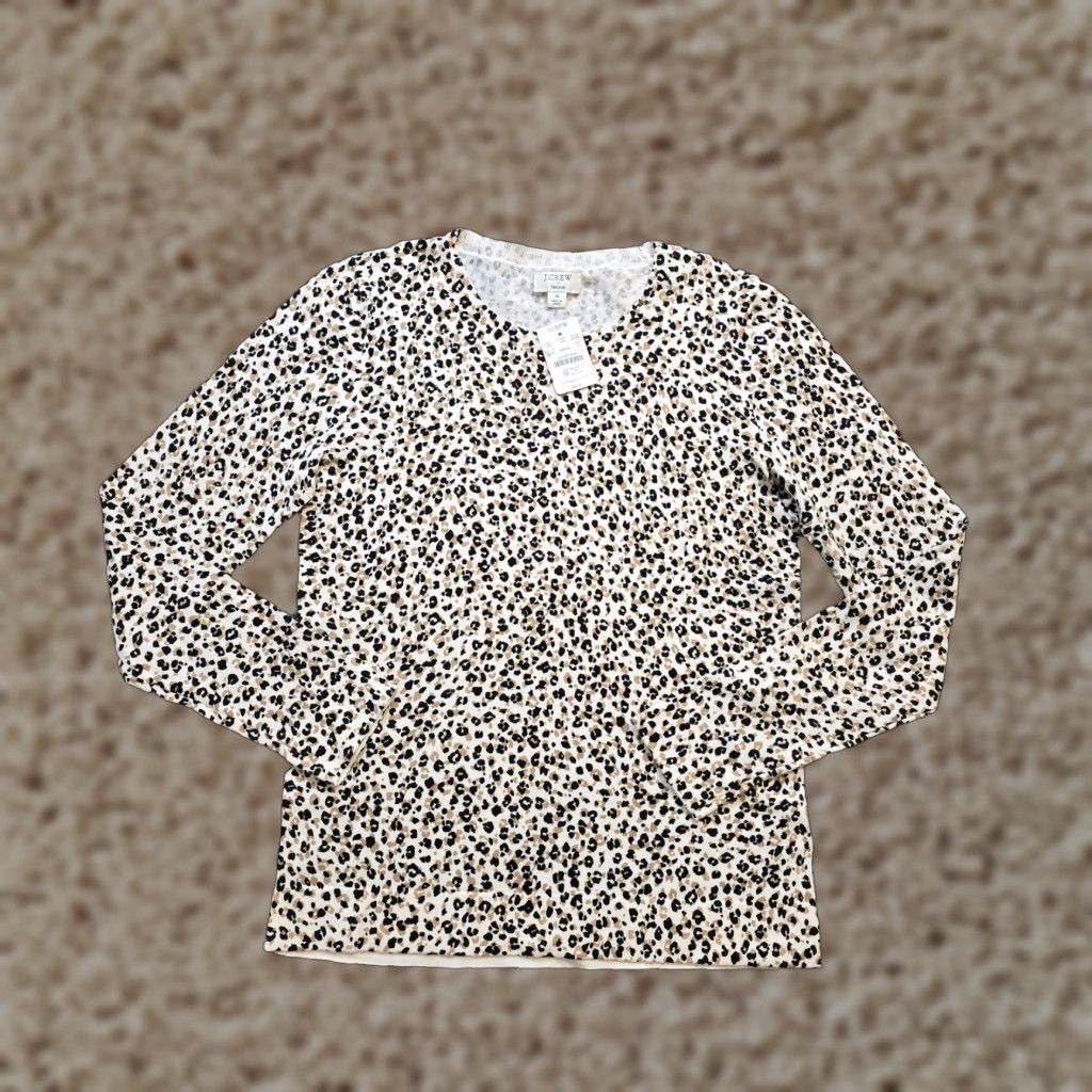 J.Crew J.CREW Sweater Womens Size Small Black Leopard Top Stretch Casual Capsule Size S / US 4 / IT 40 - 1 Thumbnail